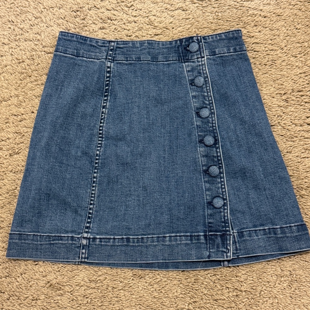 Madewell Asymmetrical Button Denim Skirt